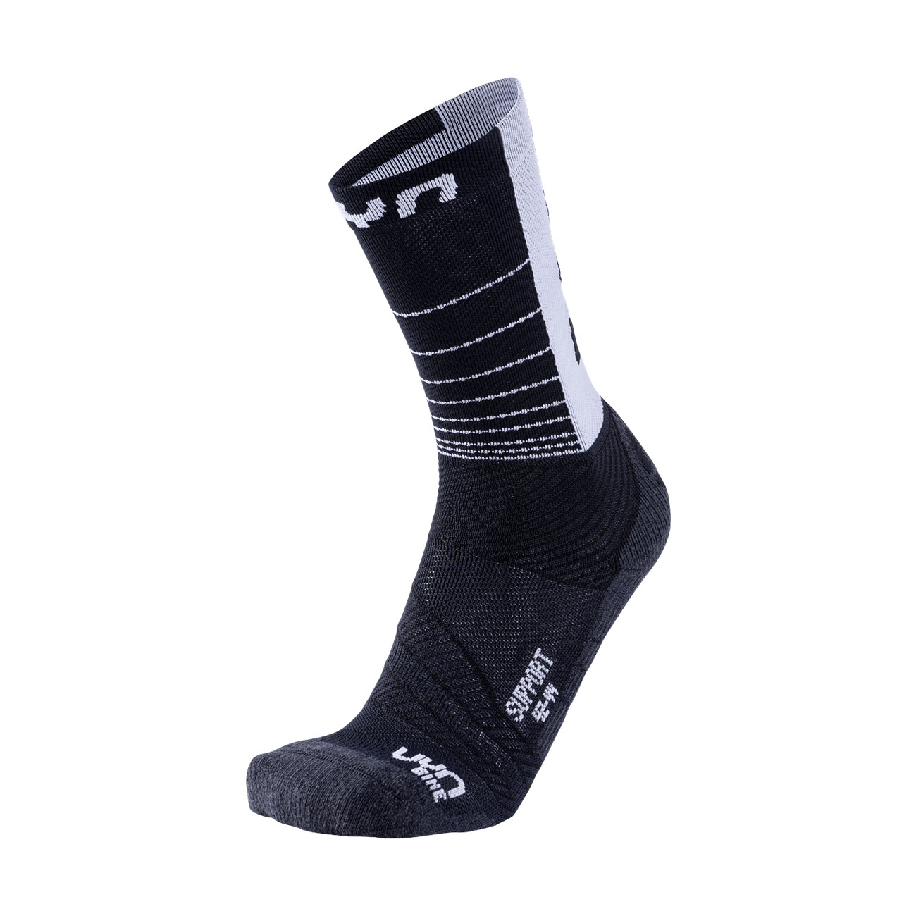 
                UYN Cyklistické ponožky klasické - SUPPORT - čierna/biela 45-47
            