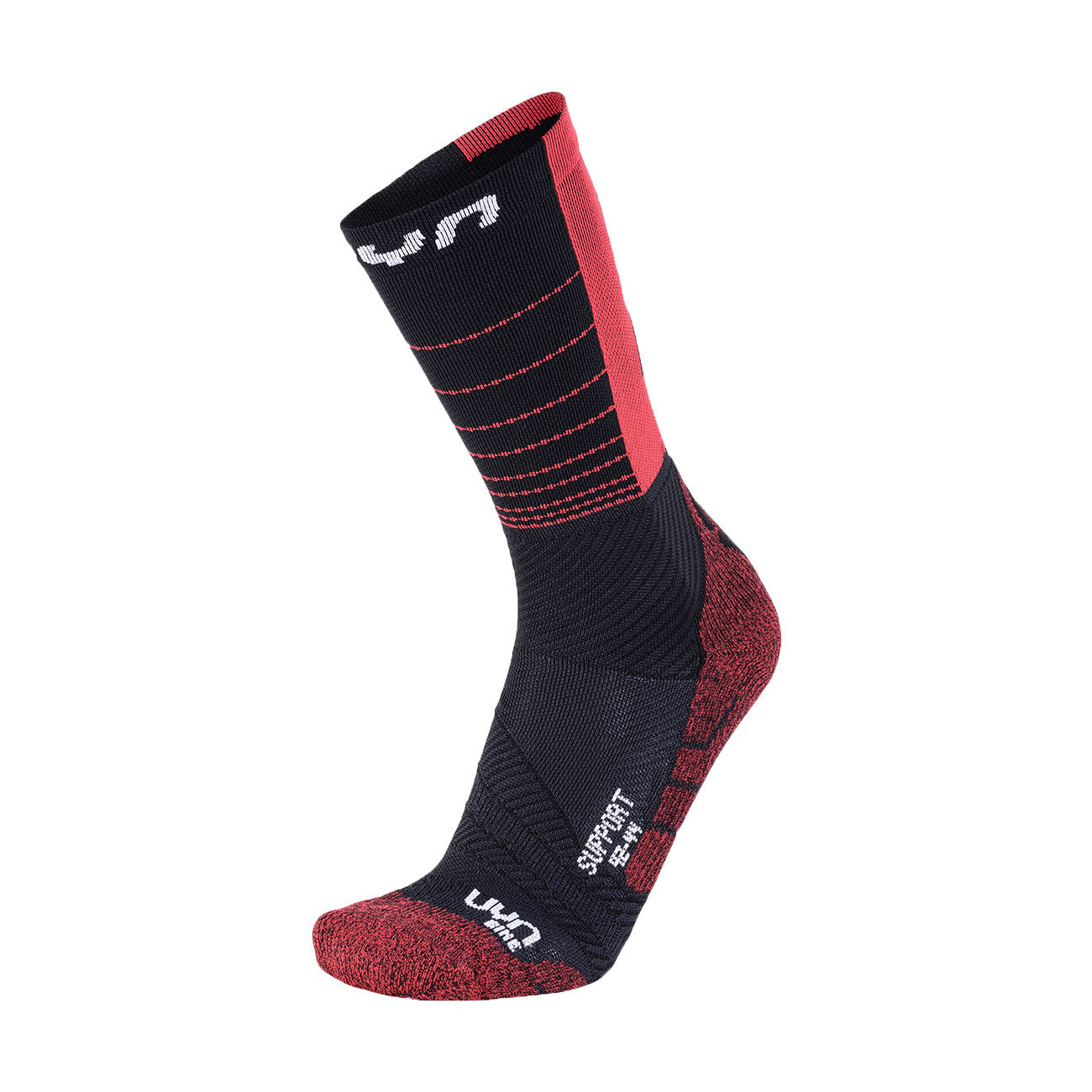 
                UYN Cyklistické ponožky klasické - SUPPORT - čierna/červená 45-47
            