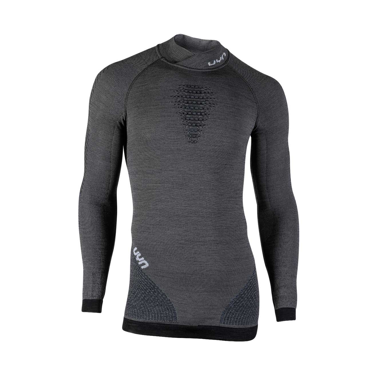 UYN Cyklistické tričko s dlhým rukávom - FUSYON MERINO - čierna/šedá S-M